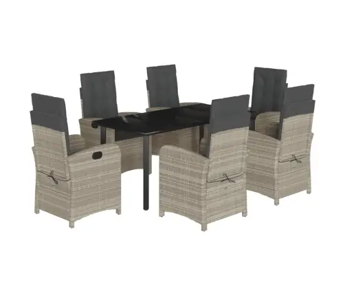 7-Daļīgs Dārza Mēbeļu Komplekts, Matrači,Gaiši Pelēka Pe Pinums Vidaxl