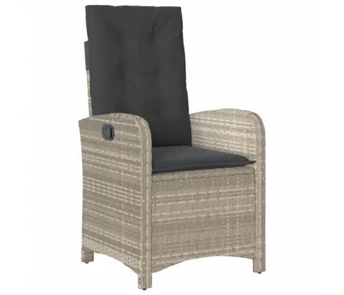 7-Daļīgs Dārza Mēbeļu Komplekts, Matrači,Gaiši Pelēka Pe Pinums Vidaxl