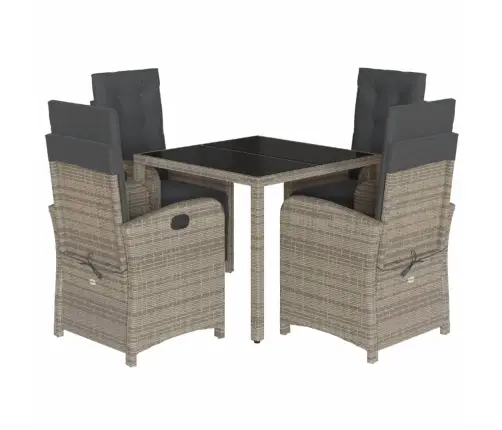 5-Osaline Aiamööbli Komplekt Patjadega, Hall, Polürotang