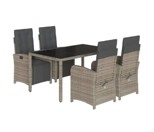 5-Daļīgs Dārza Mēbeļu Komplekts, Matrači, Pelēka Pe Rotangpalma Vidaxl