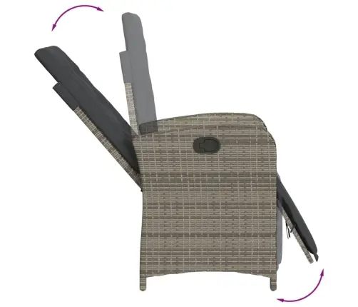 7-Daļīgs Dārza Mēbeļu Komplekts, Matrači, Pelēka Pe Rotangpalma Vidaxl