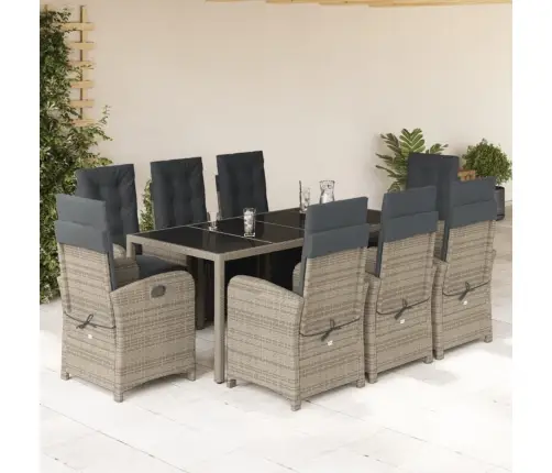 9-Daļīgs Dārza Mēbeļu Komplekts Ar Matračiem, Pe Rotangpalma Vidaxl