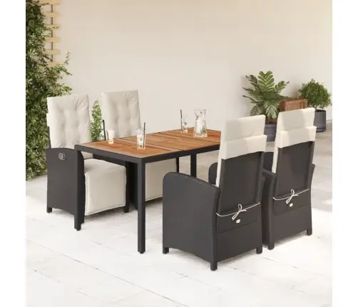 5-Osaline Aiamööbli Komplekt Patjadega, Must, Polürotang