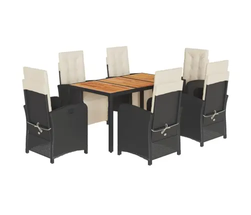 Sodo Komplektas Su Pagalvėlėmis, 7 Dalių, Juodas, Poliratanas