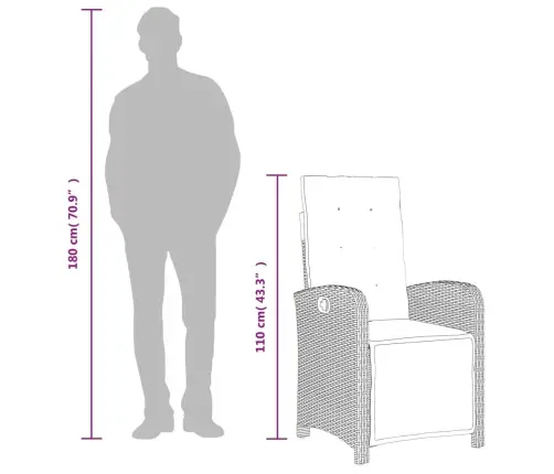 7-Osaline Aiamööblikomplekt Patjadega, Must, Polürotang