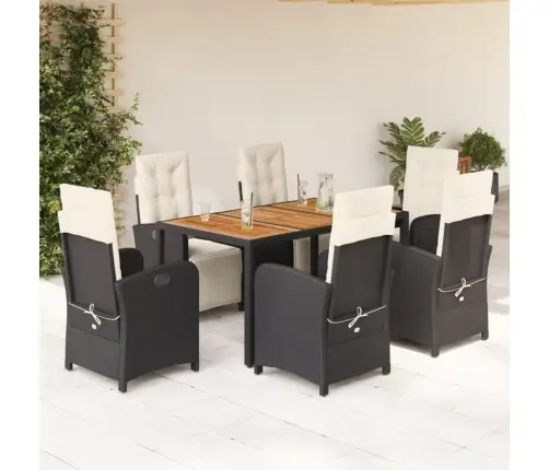 Sodo Komplektas Su Pagalvėlėmis, 7 Dalių, Juodas, Poliratanas