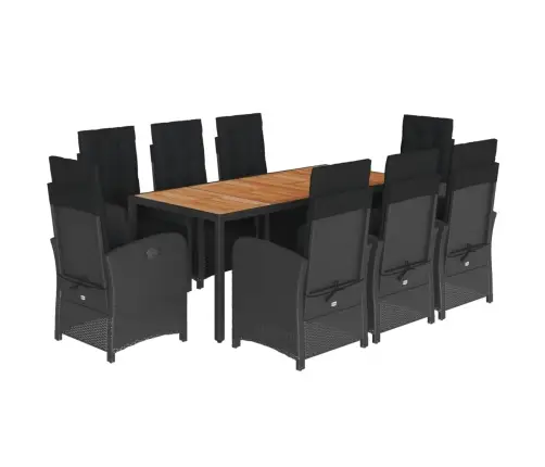 Sodo Komplektas Su Pagalvėlėmis, 9 Dalių, Juodas, Poliratanas