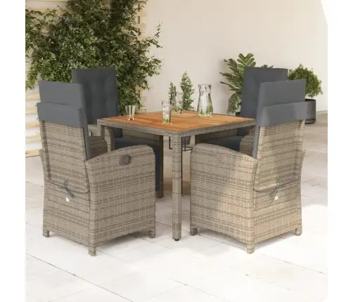 5-Osaline Aiamööbli Komplekt Patjadega, Hall, Polürotang