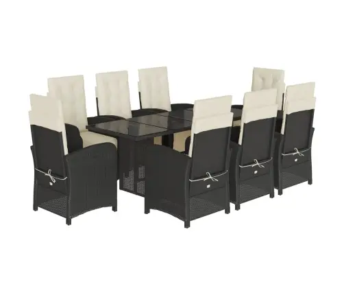 9-Osaline Aiamööbli Komplekt Patjadega, Must, Polürotang