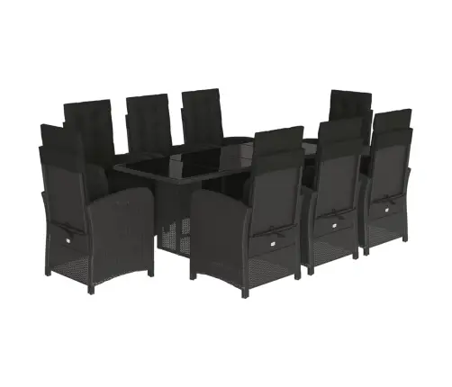 Sodo Komplektas Su Pagalvėlėmis, 9 Dalių, Juodas, Poliratanas