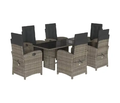 7-Daļīgs Dārza Mēbeļu Komplekts, Matrači, Pelēka Pe Rotangpalma Vidaxl