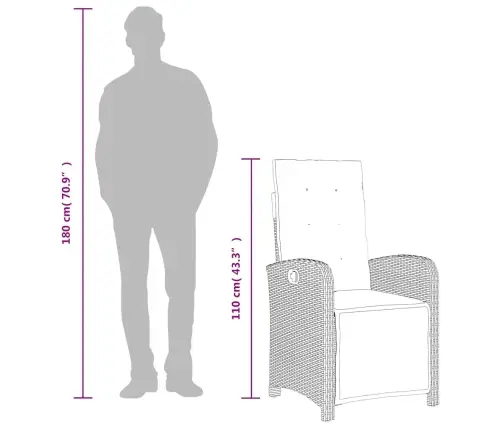 9-Daļīgs Virtuves Mēbeļu Komplekts Ar Matračiem, Pe Rotangpalma Vidaxl