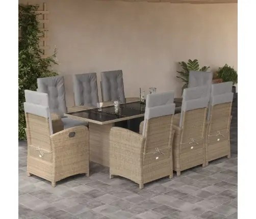 9-Daļīgs Virtuves Mēbeļu Komplekts Ar Matračiem, Pe Rotangpalma Vidaxl