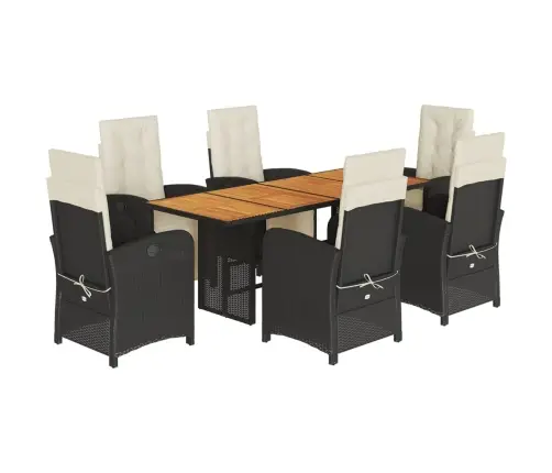 Sodo Komplektas Su Pagalvėlėmis, 7 Dalių, Juodas, Poliratanas