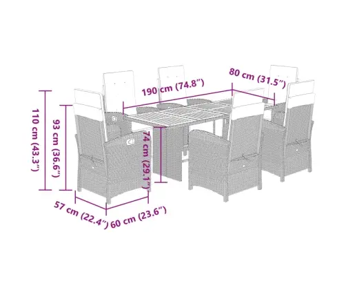 Sodo Komplektas Su Pagalvėlėmis, 7 Dalių, Juodas, Poliratanas