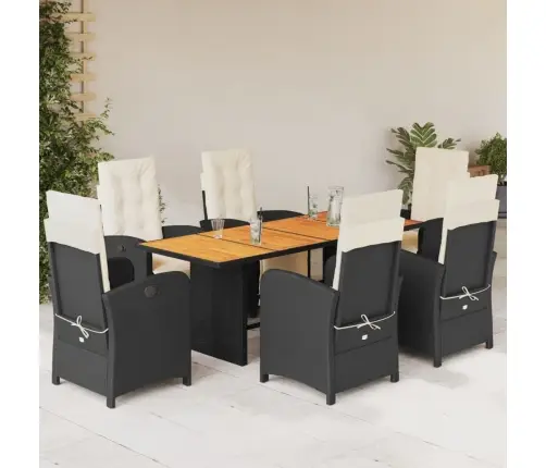 Sodo Komplektas Su Pagalvėlėmis, 7 Dalių, Juodas, Poliratanas