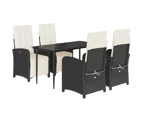 5-Osaline Aiamööbli Komplekt Patjadega, Must, Polürotang