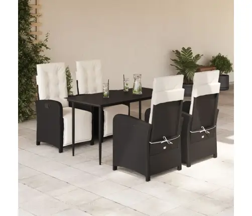 5-Osaline Aiamööbli Komplekt Patjadega, Must, Polürotang