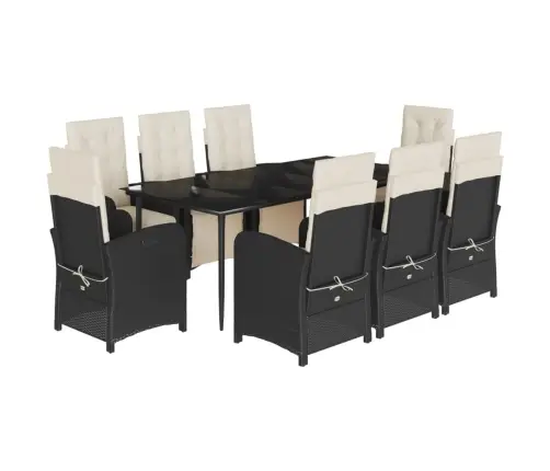 Sodo Komplektas Su Pagalvėlėmis, 9 Dalių, Juodas, Poliratanas