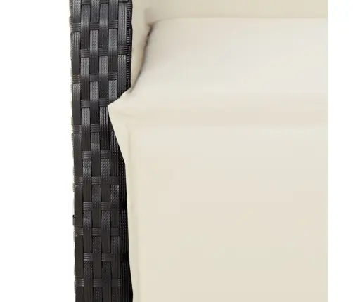 3-Daļīgs Bistro Mēbeļu Komplekts, Matrači, Melna Pe Rotangpalma Vidaxl