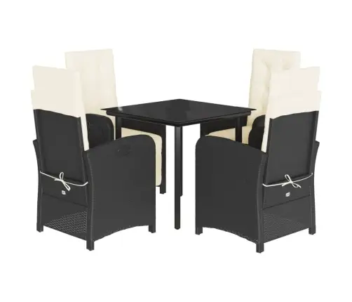 5-Osaline Aiamööbli Komplekt Patjadega, Must, Polürotang