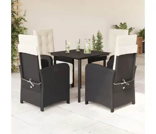 5-Osaline Aiamööbli Komplekt Patjadega, Must, Polürotang