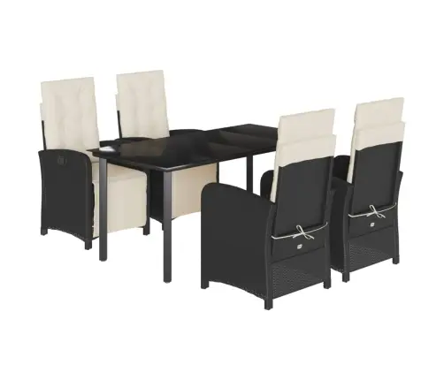 Sodo Komplektas Su Pagalvėlėmis, 5 Dalių, Juodas, Poliratanas