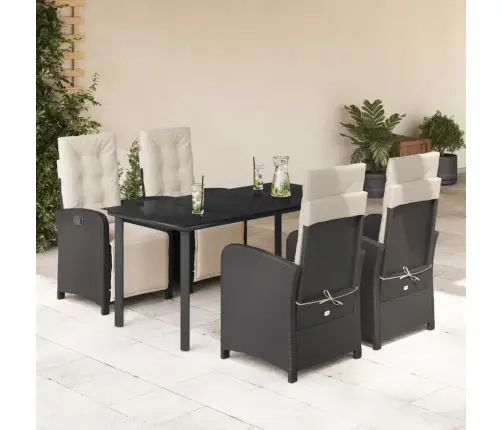 Sodo Komplektas Su Pagalvėlėmis, 5 Dalių, Juodas, Poliratanas