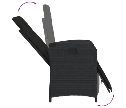 3-Daļīgs Bistro Mēbeļu Komplekts, Matrači, Melna Pe Rotangpalma Vidaxl