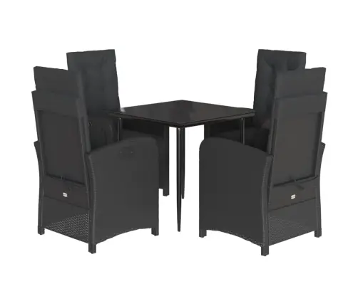 5-Daļīgs Dārza Mēbeļu Komplekts, Matrači, Melna Pe  Rotangpalma Vidaxl
