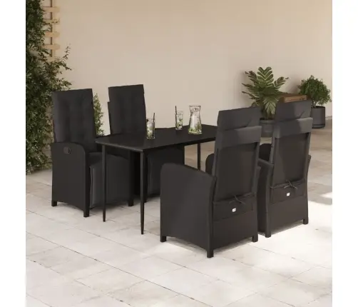 Sodo Komplektas Su Pagalvėlėmis, 5 Dalių, Juodas, Poliratanas