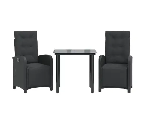 3-Osaline Bistrookomplekt Patjadega, Must, Polürotang