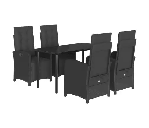 5-Osaline Aiamööbli Komplekt Patjadega, Must, Polürotang