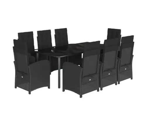 Sodo Komplektas Su Pagalvėlėmis, 9 Dalių, Juodas, Poliratanas