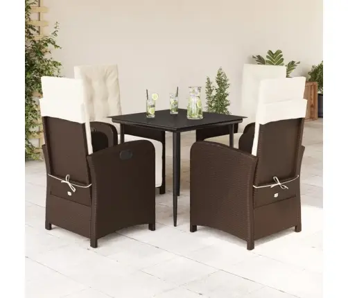 5-Daļīgs Dārza Mēbeļu Komplekts Ar Matračiem, Pe Rotangpalma Vidaxl