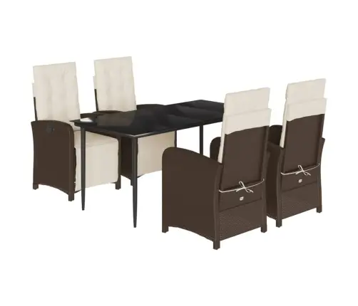 5-Osaline Aia Söögimööbli Komplekt Patjadega, Pruun, Polürotang