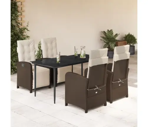 5-Osaline Aia Söögimööbli Komplekt Patjadega, Pruun, Polürotang