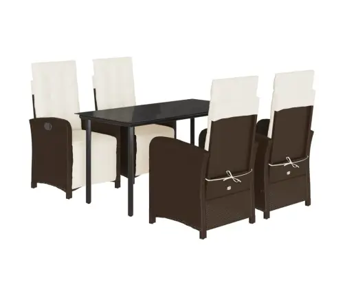 5-Osaline Aia Söögimööbli Komplekt Patjadega, Pruun, Polürotang