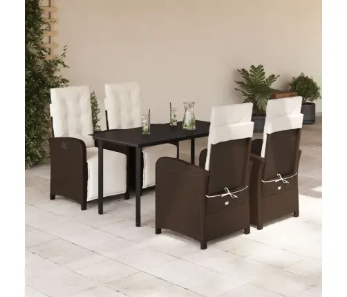 5-Osaline Aia Söögimööbli Komplekt Patjadega, Pruun, Polürotang