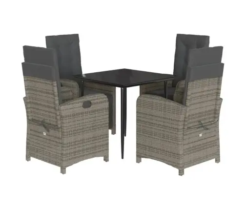 Sodo Komplektas Su Pagalvėlėmis, 5 Dalių, Pilkas, Poliratanas