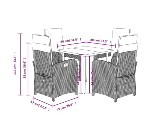 Sodo Komplektas Su Pagalvėlėmis, 5 Dalių, Pilkas, Poliratanas