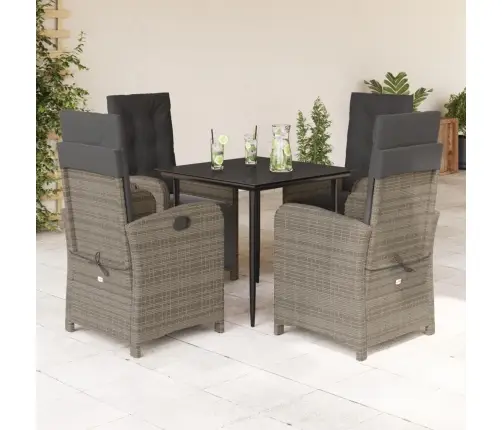 Sodo Komplektas Su Pagalvėlėmis, 5 Dalių, Pilkas, Poliratanas