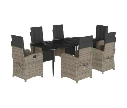 7-Osaline Aiamööbli Komplekt Patjadega, Hall, Polürotang