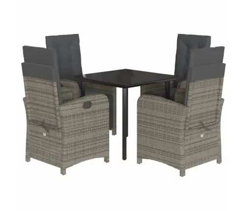 5-Daļīgs Dārza Mēbeļu Komplekts, Matrači, Pelēka Pe Rotangpalma Vidaxl