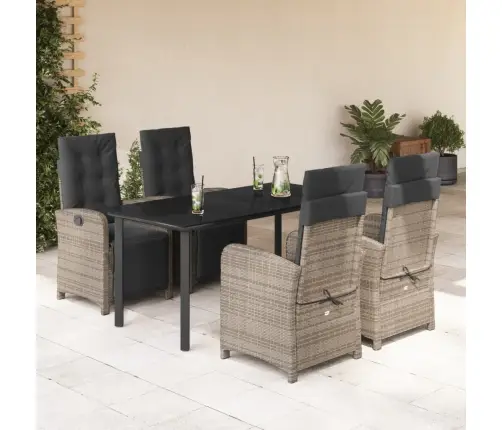 5-Daļīgs Dārza Mēbeļu Komplekts, Matrači, Pelēka Pe Rotangpalma Vidaxl