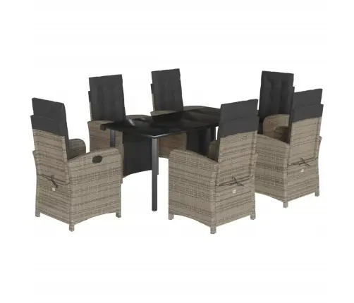 Sodo Komplektas Su Pagalvėlėmis, 7 Dalių, Pilkas, Poliratanas