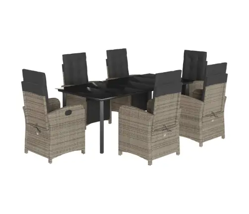 7-Daļīgs Dārza Mēbeļu Komplekts, Matrači, Pelēka Pe Rotangpalma Vidaxl