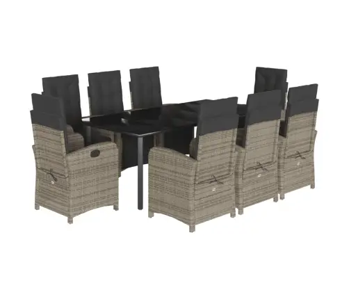 9-Osaline Aiamööbli Komplekt Patjadega, Hall, Polürotang