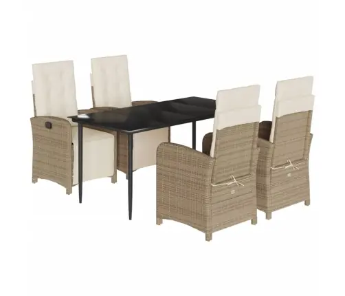 Sodo Komplektas Su Pagalvėlėmis, 5 Dalių, Smėlio, Poliratanas