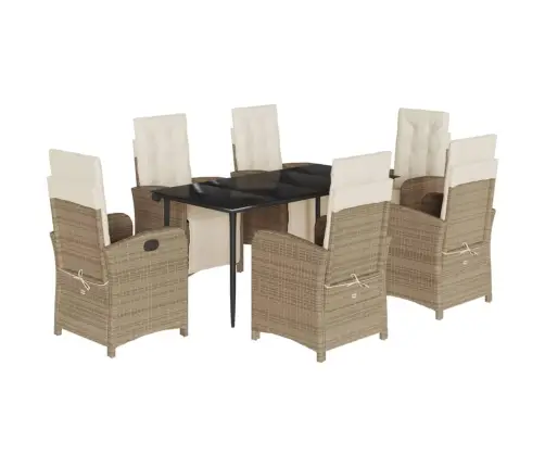 7-Osaline Aiamööbli Komplekt Patjadega, Beež, Polürotang